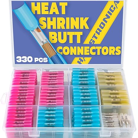 Haisstronica 330PCS Heat Shrink Butt Connectors, Marine Grade, 4 Colors