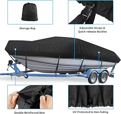 Mancro 17-19ft Boat Cover, UV-Resistant, Fits V-Hull/Tri-Hull/Runabout