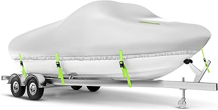 1200D Boat Cover, 17-19ft, PU Waterproof, Fits All Hull Types