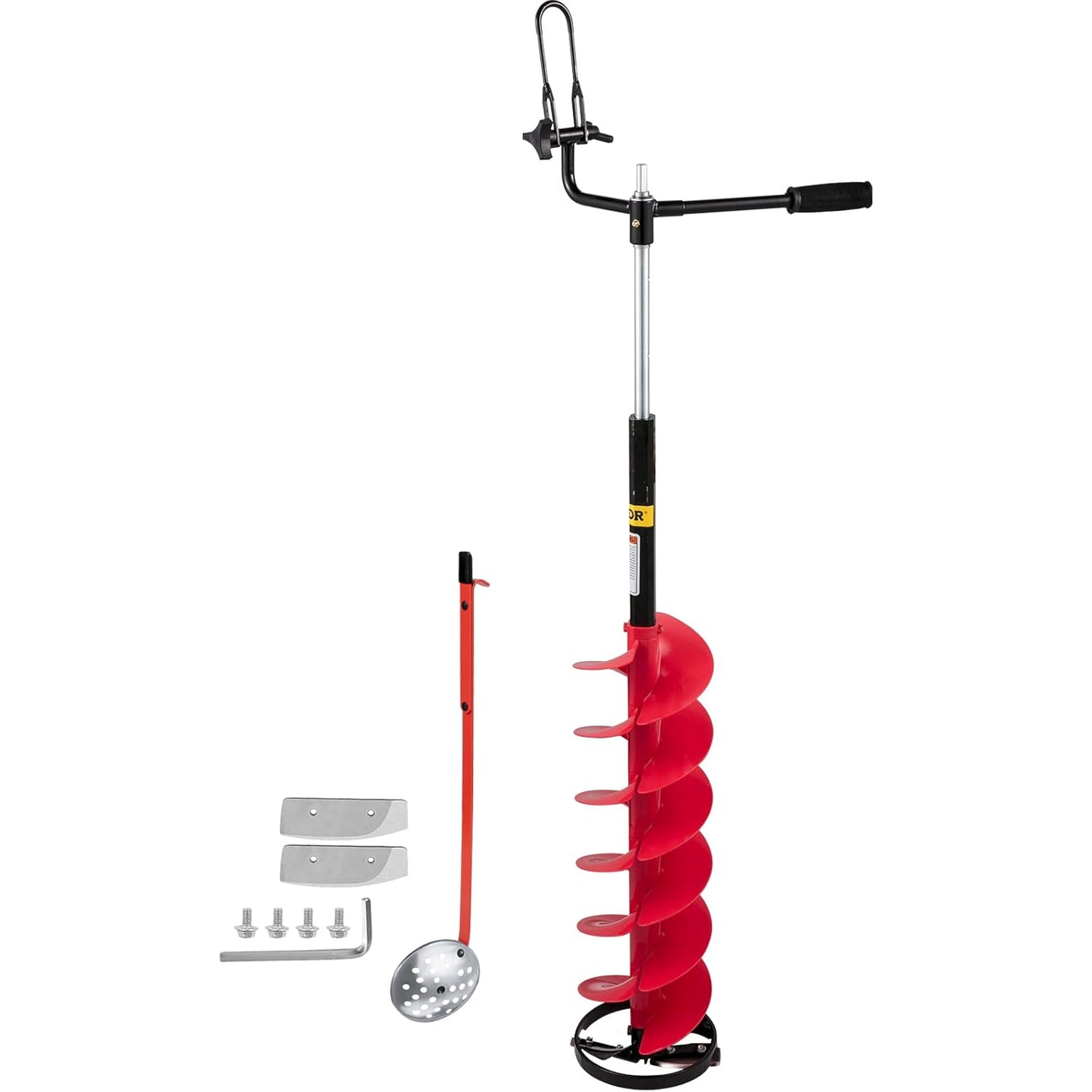 VEVOR Ice Auger, 8" Dia, 41" Bit, Drill Adapter + Extension