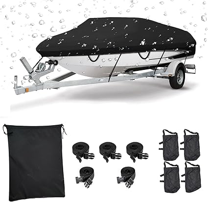 Waterproof Boat Cover, 17-19ft, Heavy Duty Marine Canvas