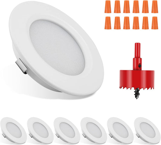 6 Pack RV Recessed Ceiling Light, 12V, 3W, White Light