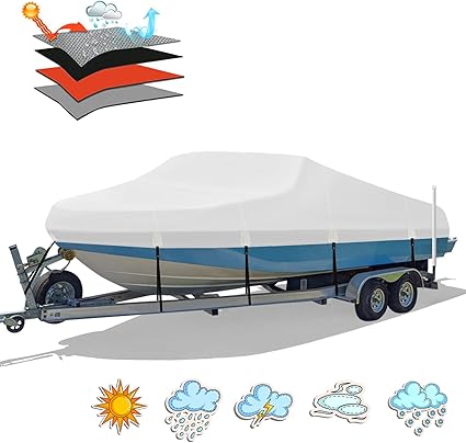 1200D Boat Cover, 23-24ft, Marine Canvas for V-Hull/Tri-Hull
