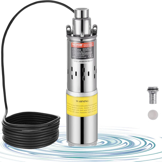 VEVOR Solar Water Pump, 48V 369W, 8.4GPM, 273ft Head