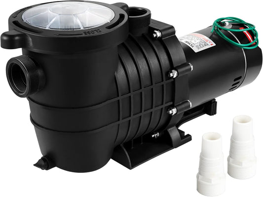 VEVOR Pool Pump, 1HP, 110V/220V, 5544 GPH, w/ Basket & Connectors