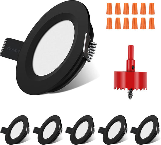 6 Pack 12V LED Puck Light, 3W, 2700-3200K, Recessed Mount