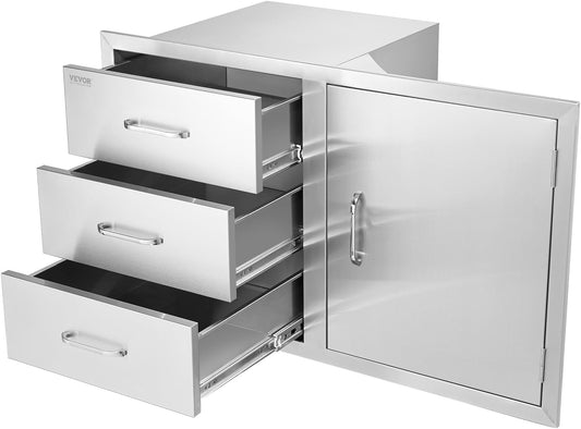 VEVOR BBQ Island Drawers 38.1"x22.6", Triple Combo, SS Handle