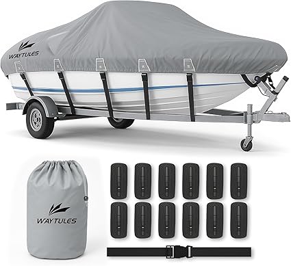 1200D Boat Cover, 17-19ft, w/ Motor Cover, UV & Windproof