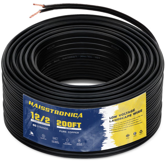 Haisstronica 12/2 Landscape Wire 200ft, Copper, UL, Waterproof
