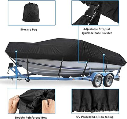 Mancro 17-19ft Boat Cover, UV-Resistant, Fits V-Hull/Tri-Hull/Runabout