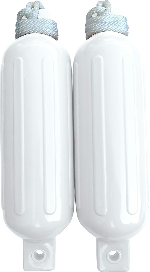 Twin Eye Dolphin Boat Fenders, 2-Pack with Dock Lines