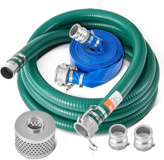 VEVOR Suction Hose Kit, 2"x65' Hose + 20' Suction, Strainer & Fittings