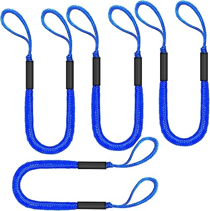 4ft Bungee Dock Lines, Shock Cords for Kayak/Jet Ski (Blue)