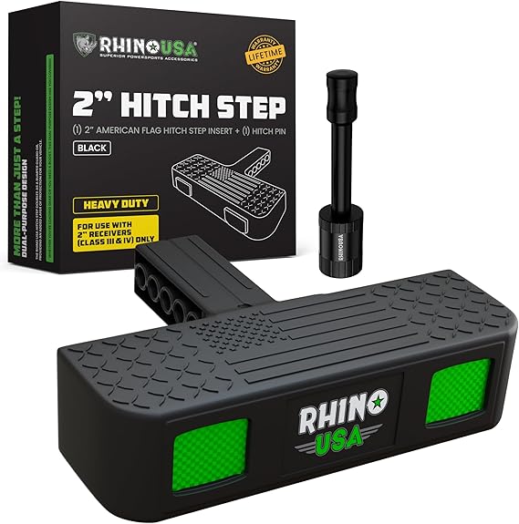 Rhino USA Tow Hitch Step for 2" Receiver, Anti-Slip, Black