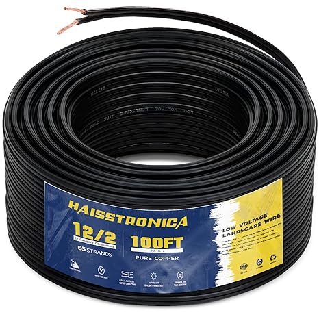 Haisstronica 12/2 Landscape Wire 100ft, Copper, UL, Waterproof
