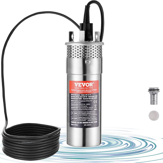 VEVOR Solar Water Pump, 12V 120W, 3.2GPM, 230ft Head