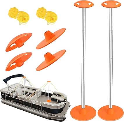 Tuszom Boat Cover Support Poles, 2-Pack, Anti-UV Ropes, Stable Base