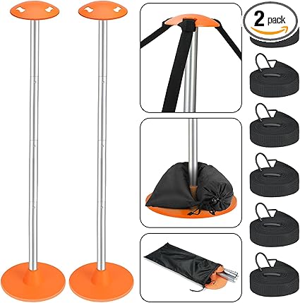 Tuszom 2-Pack Boat Cover Poles, Steel, Adjustable, w/ Base