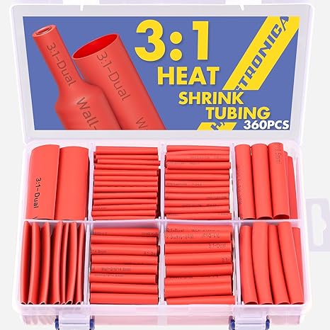Haisstronica 360PCS Heat Shrink Tubing, Red, 3:1 Ratio, 8 Sizes
