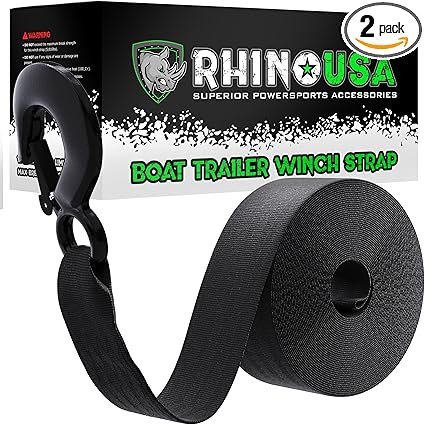 Rhino USA Winch Strap w/ Hook, 2"x20', 5,016lb Break Strength
