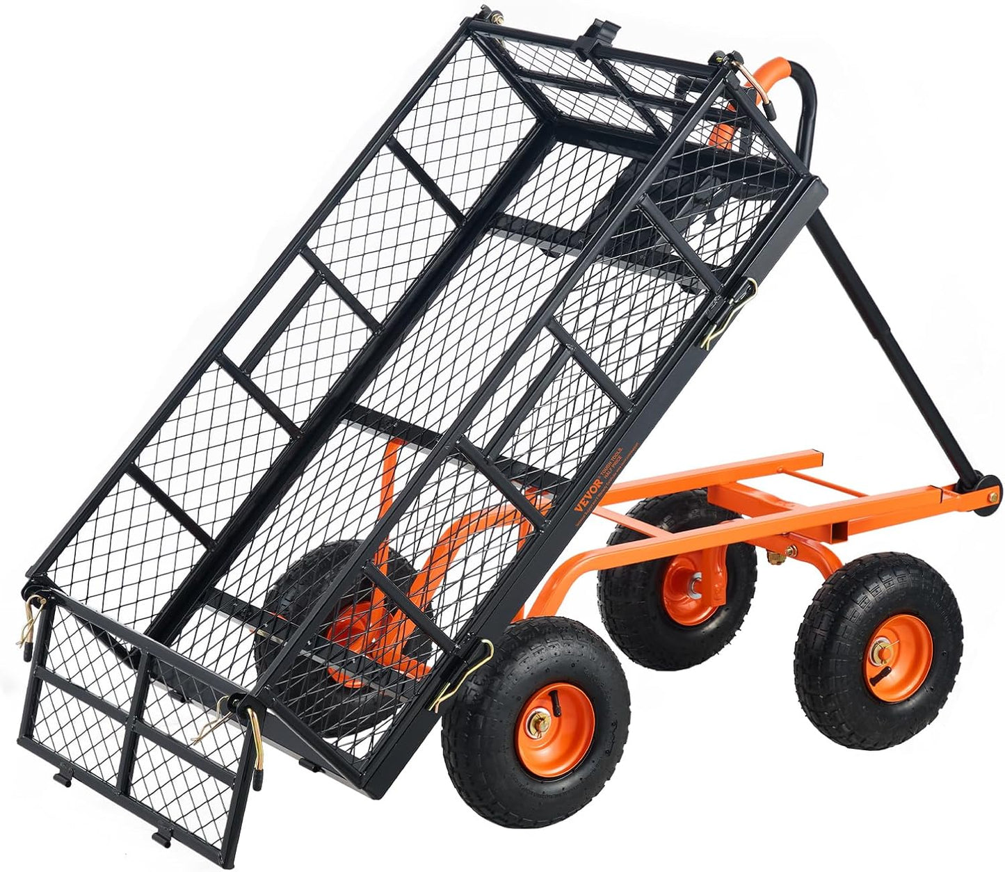 VEVOR 400lbs Steel Dump Cart, All-Terrain, Removable Sides