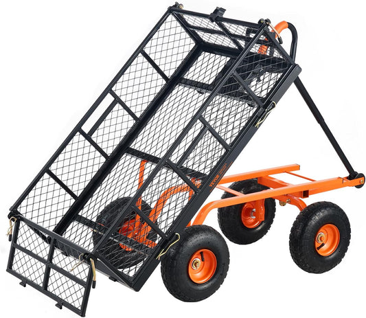 VEVOR 400lbs Steel Dump Cart, All-Terrain, Removable Sides