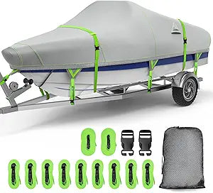UIRWAY Boat Cover, 14-15.8ft, 1200D Waterproof, with Straps