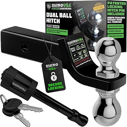Rhino USA Dual Ball Hitch, Fits 2" Receiver, 10,000lb GTW