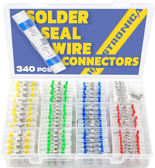 Haisstronica 340PCS Solder Seal Wire Connectors, 5 Colors, 5 Sizes