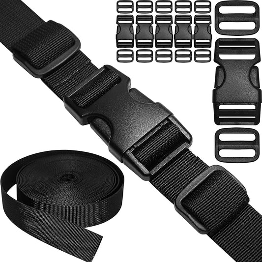 Straps & Buckles Set, 1" Nylon, 6 Yards, Clips & Sliders Kit