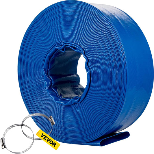VEVOR Discharge Hose, 1.5"x100', Lay Flat, w/ Clamps