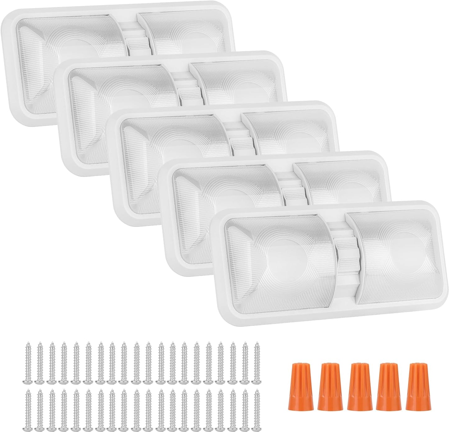5 Pack 12V LED RV Ceiling Double Dome Light, 1100LM, 4000K
