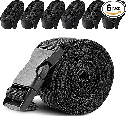 6-Pack Boat Cover Straps, 1"x96", Adjustable with Buckles