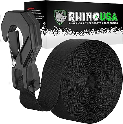 Rhino USA Winch Strap w/ Hook, 2"x20', 10,000lb Break Strength